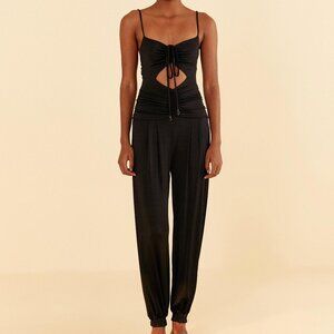 Farm Rio NWT Ruched Jumpsuit Colisse Black